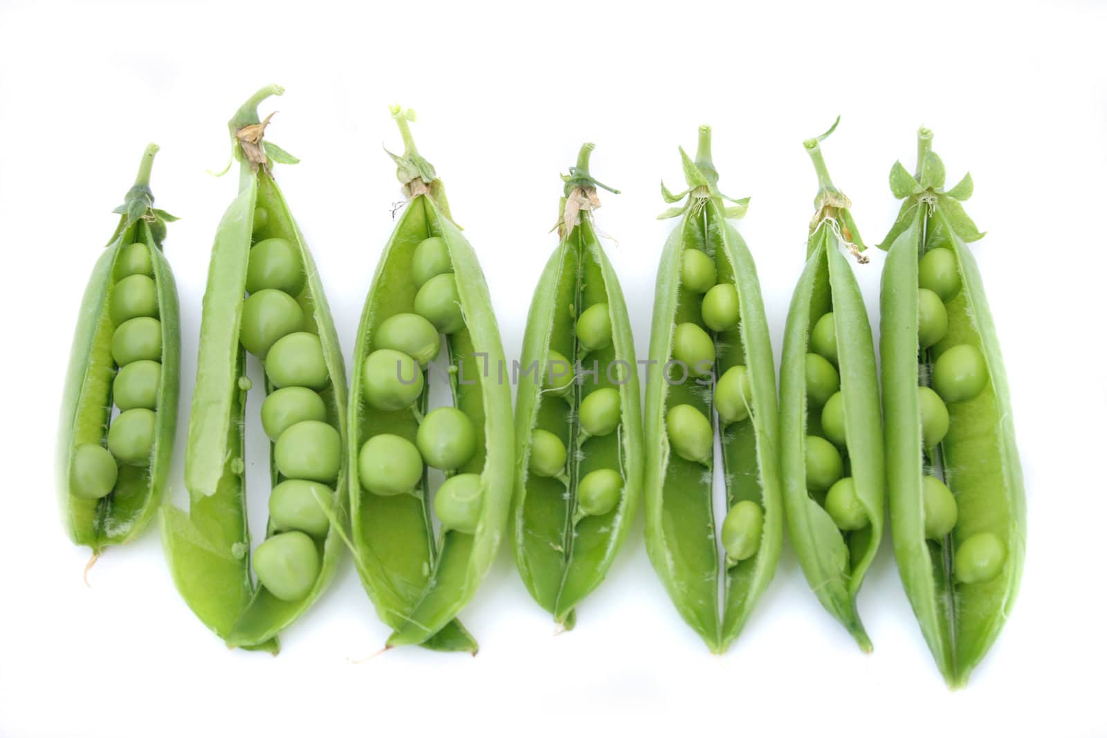 fresh green pea on the white background