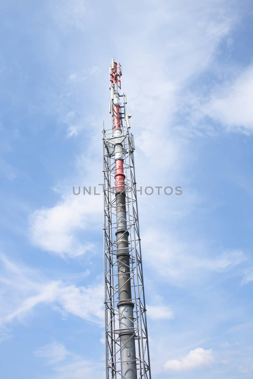 gsm tower on the blue sky background