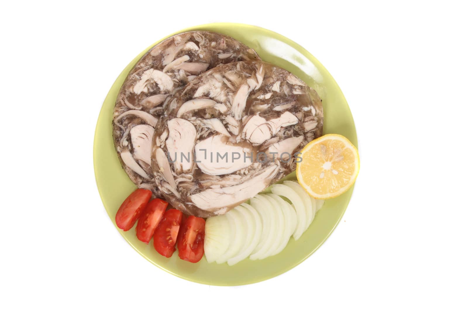 czech dinner with vegetable on the white background
