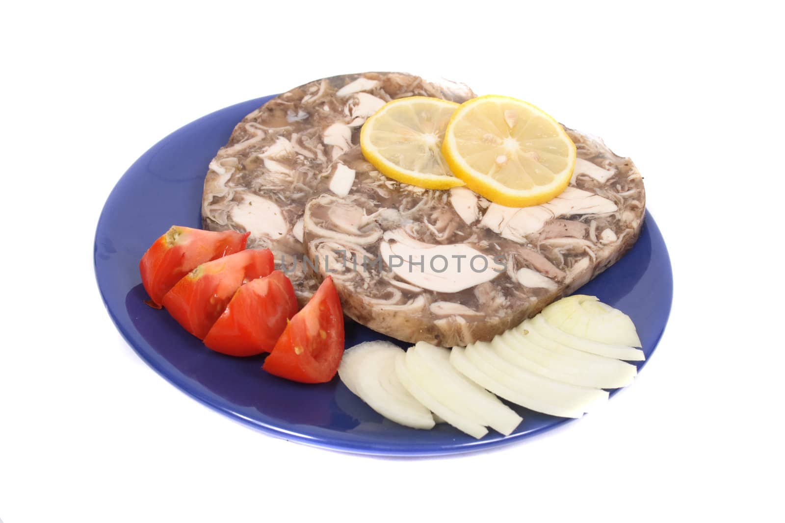 czech recepture of meat (pig) with lemon slices 