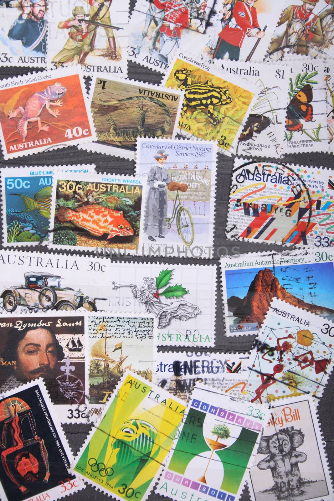 collection of old postage stamps from the world