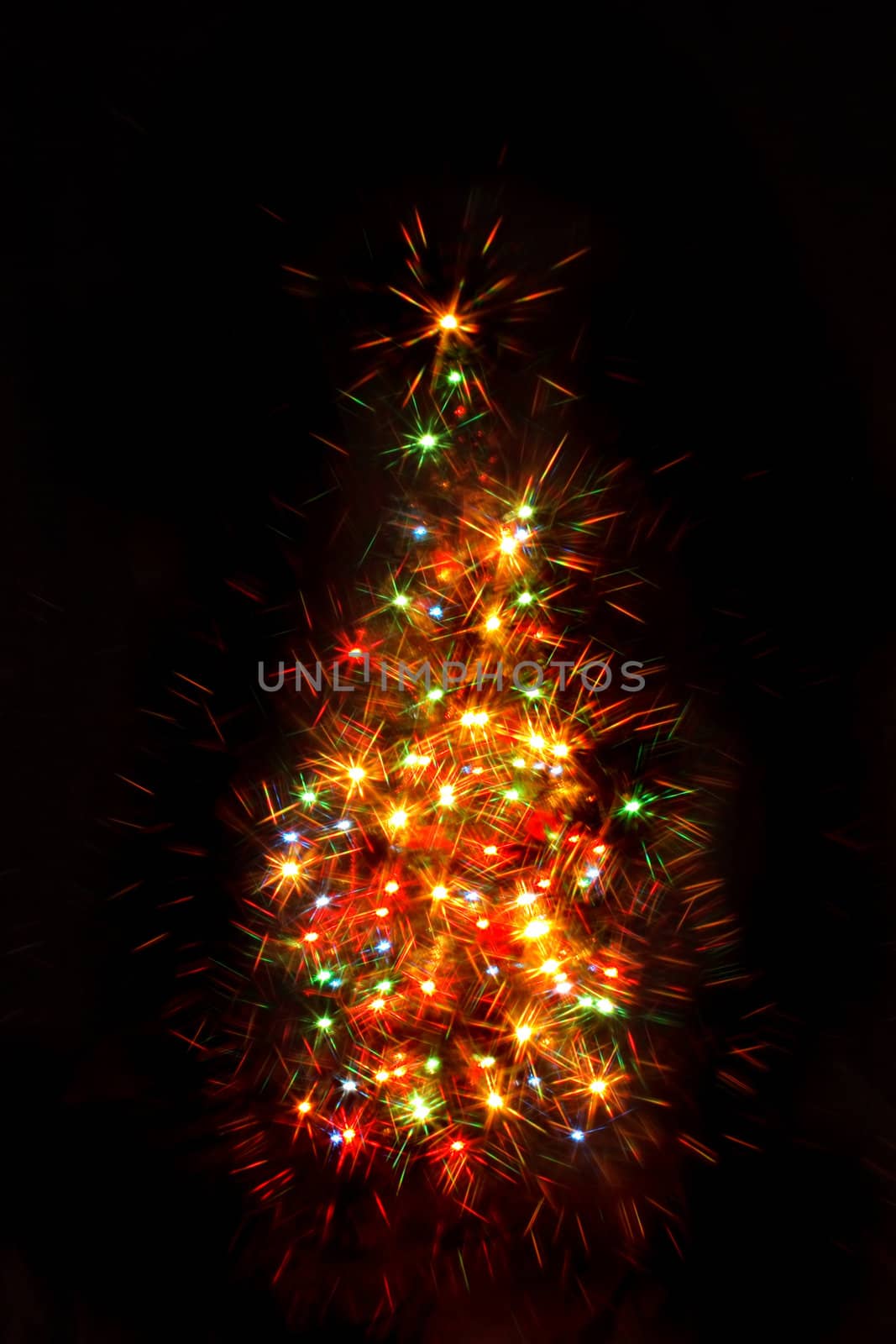 xmas tree from the lights on the black background