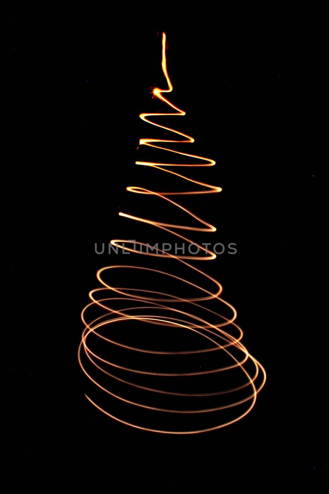 xmas tree from the lights on the black background