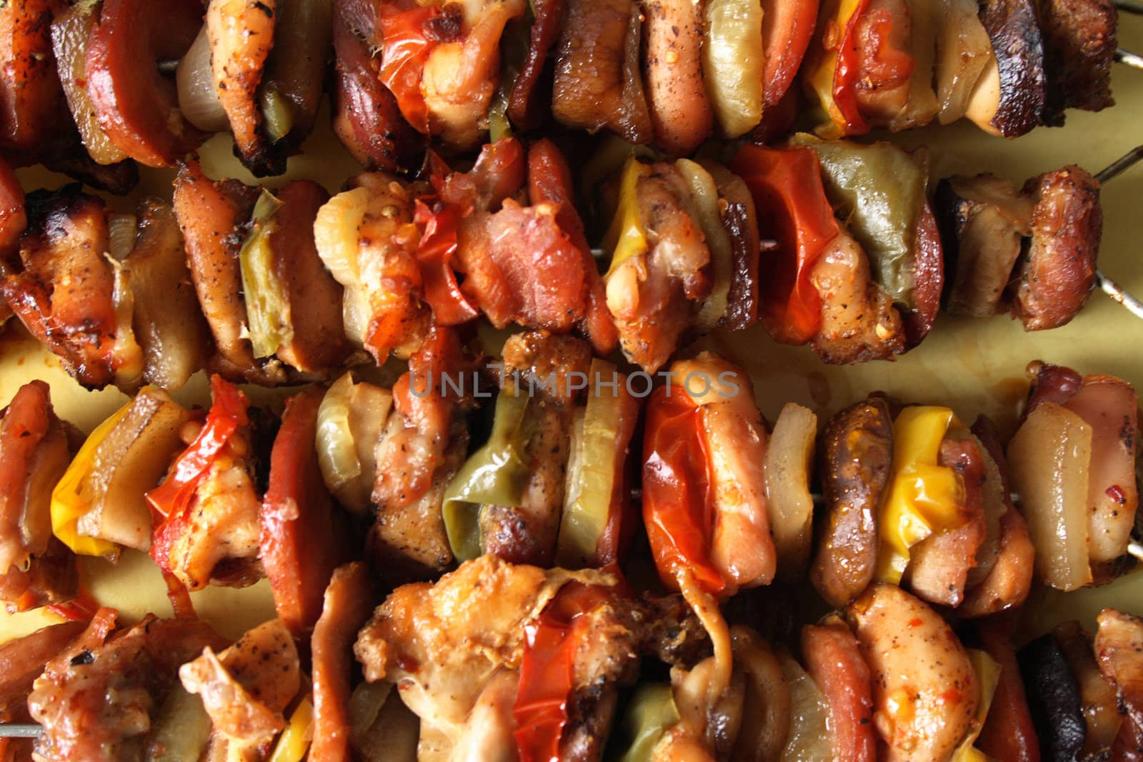 grilled meat with vegetable as food background