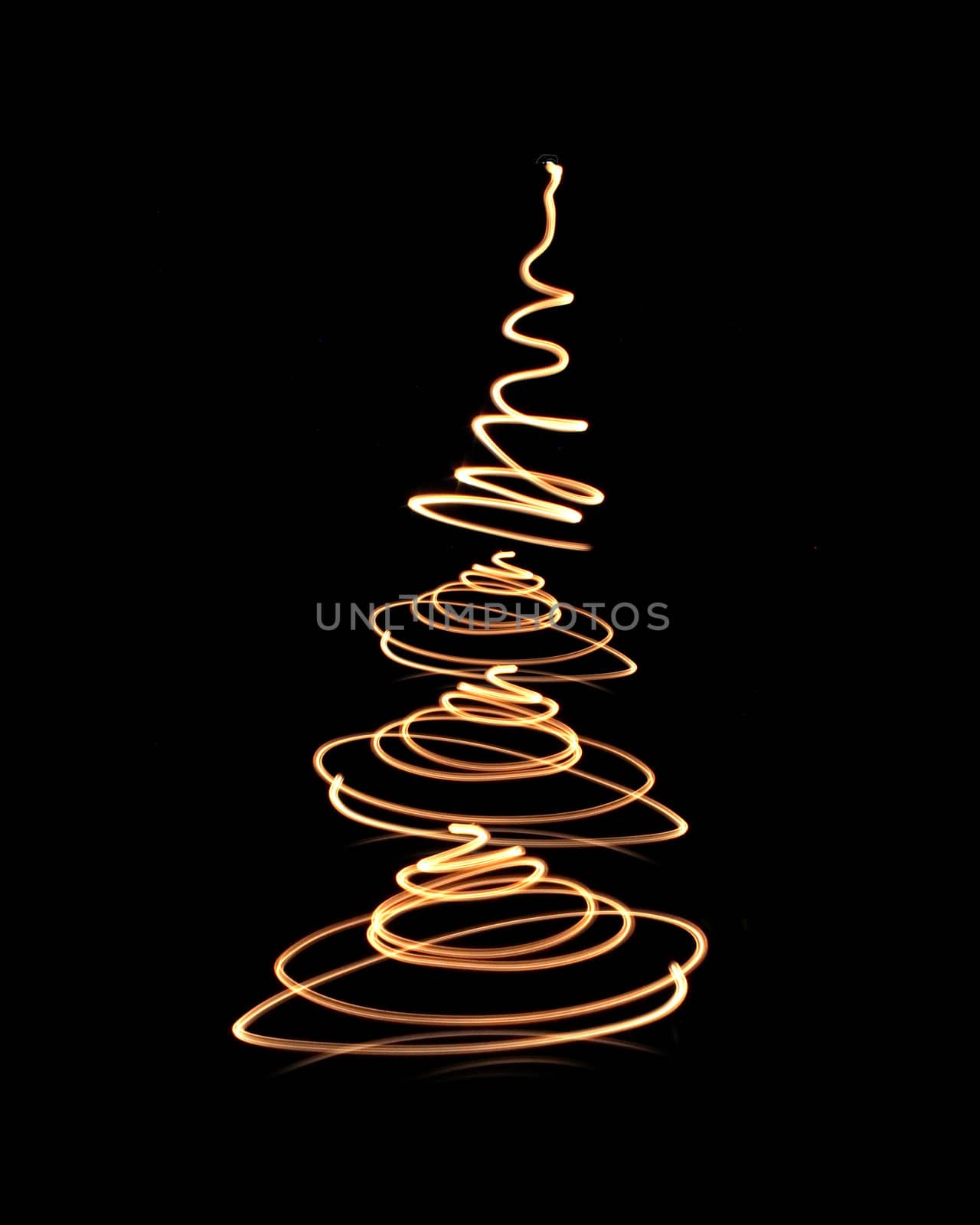 xmas tree from the lights on the black background