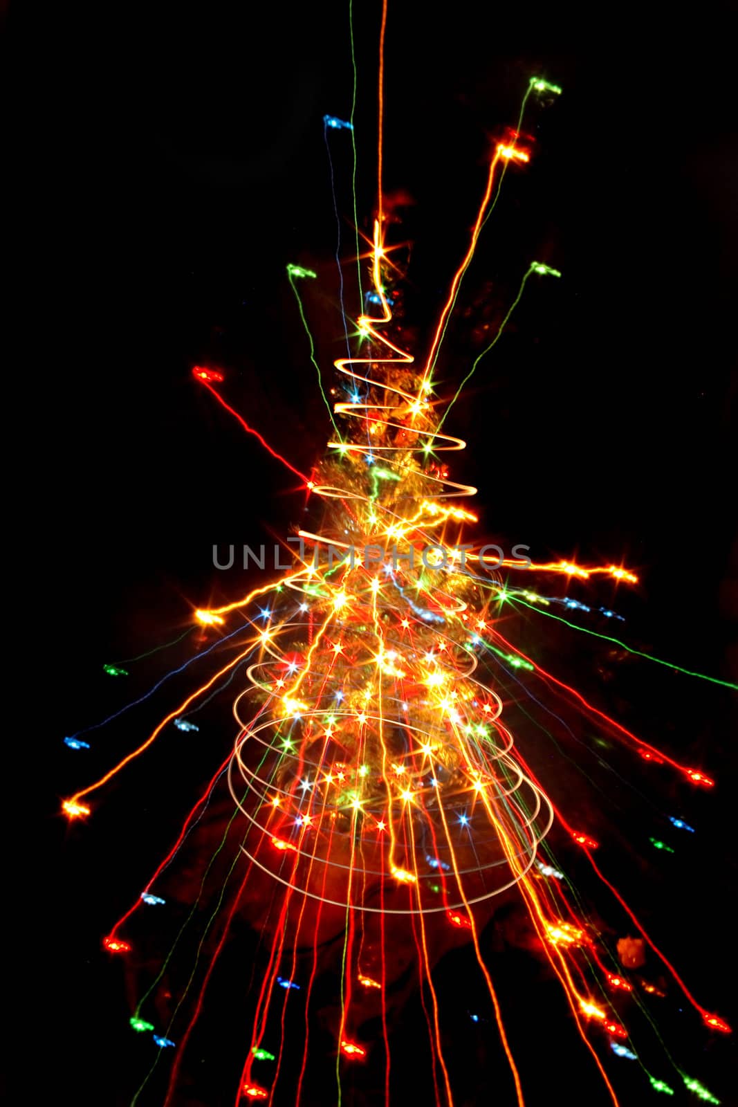 xmas tree from the lights on the black background