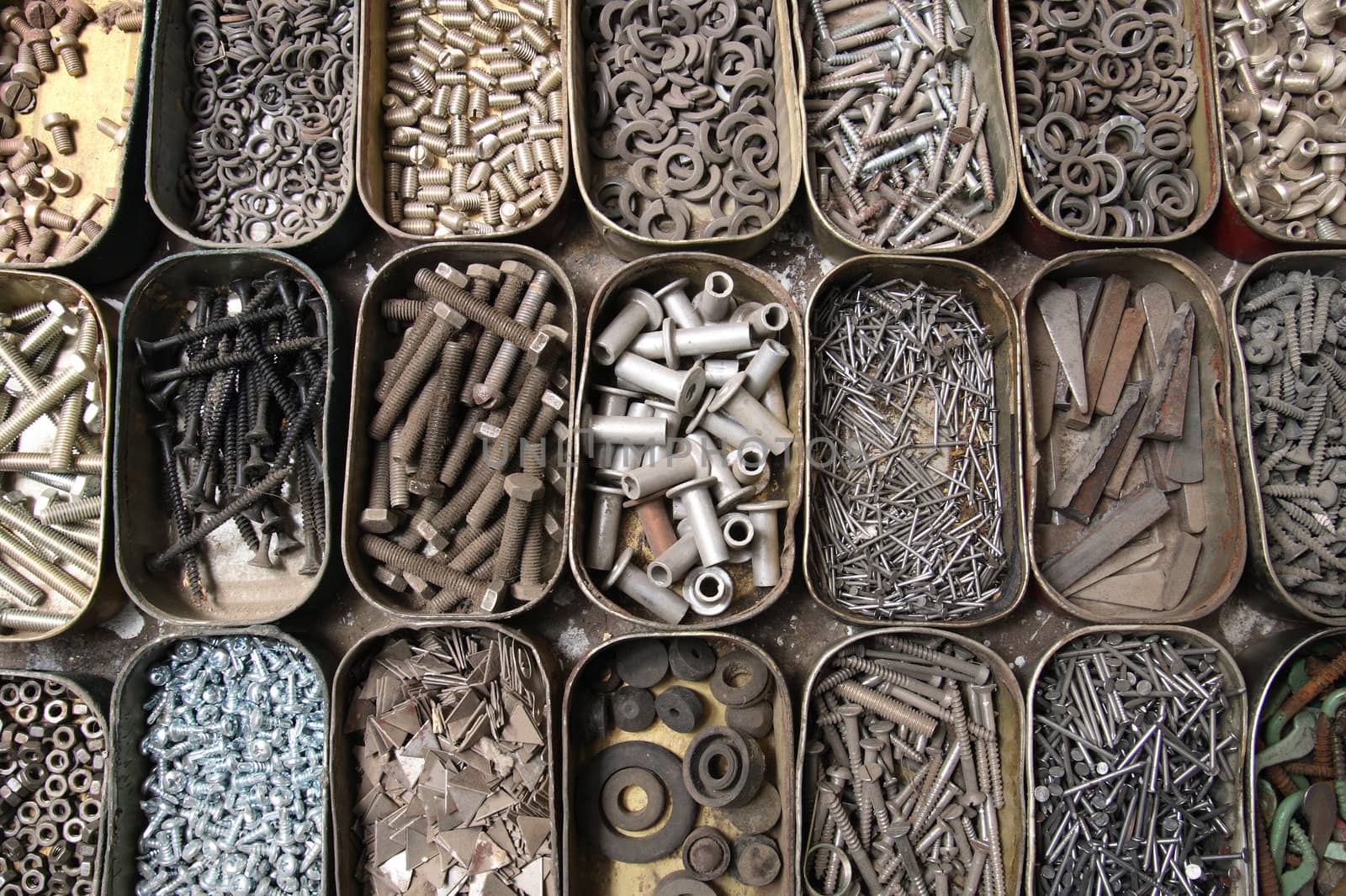 different screws as nice technological background