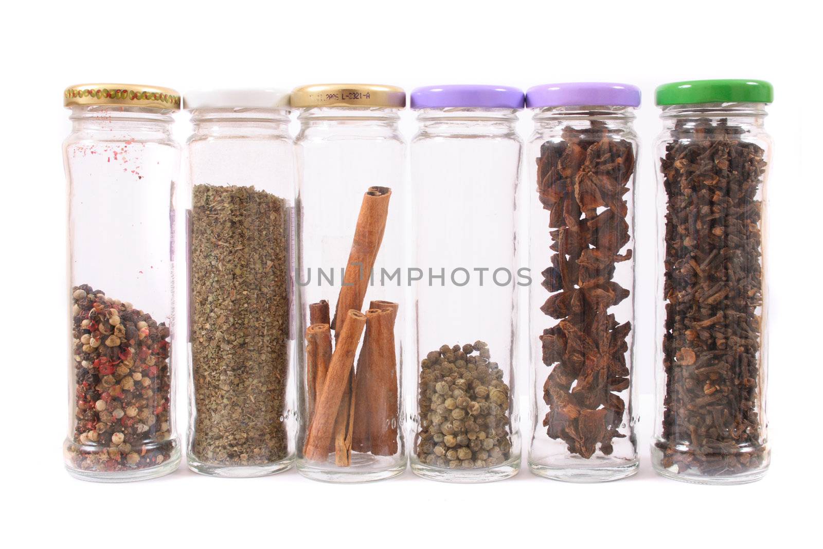 dry groceries in the glass isolated on the white background