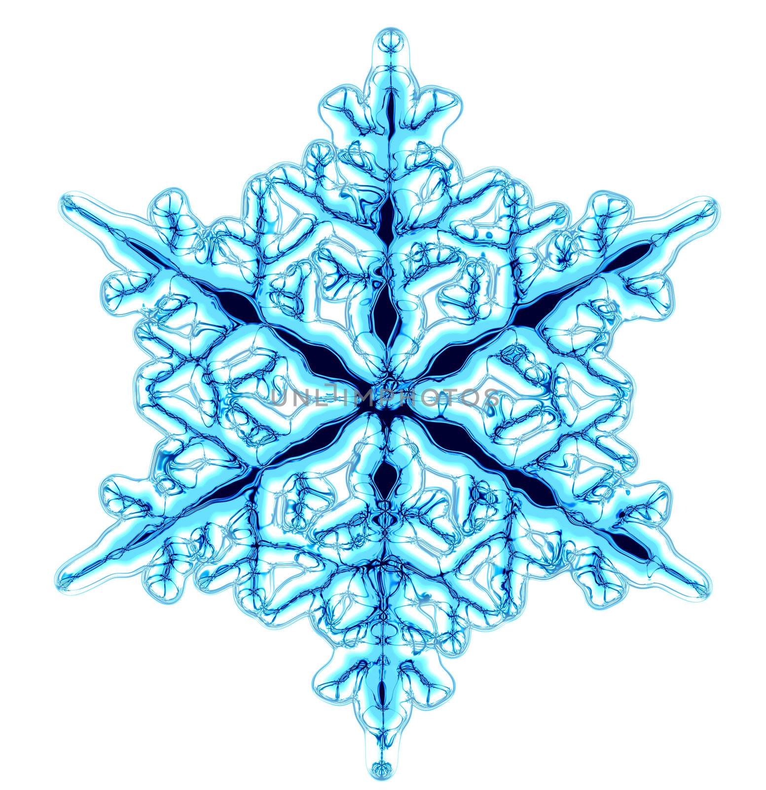 abstract blue snowflake isolated on the white background