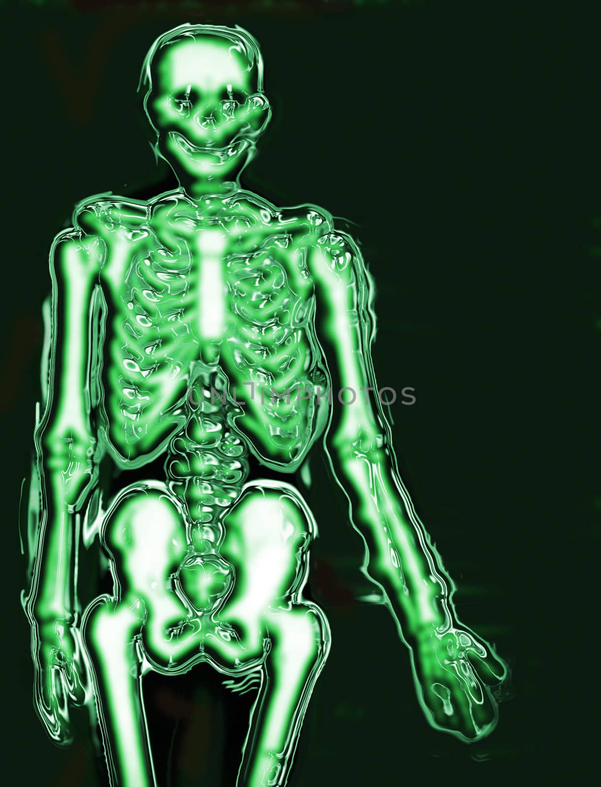 man and xray on the black background