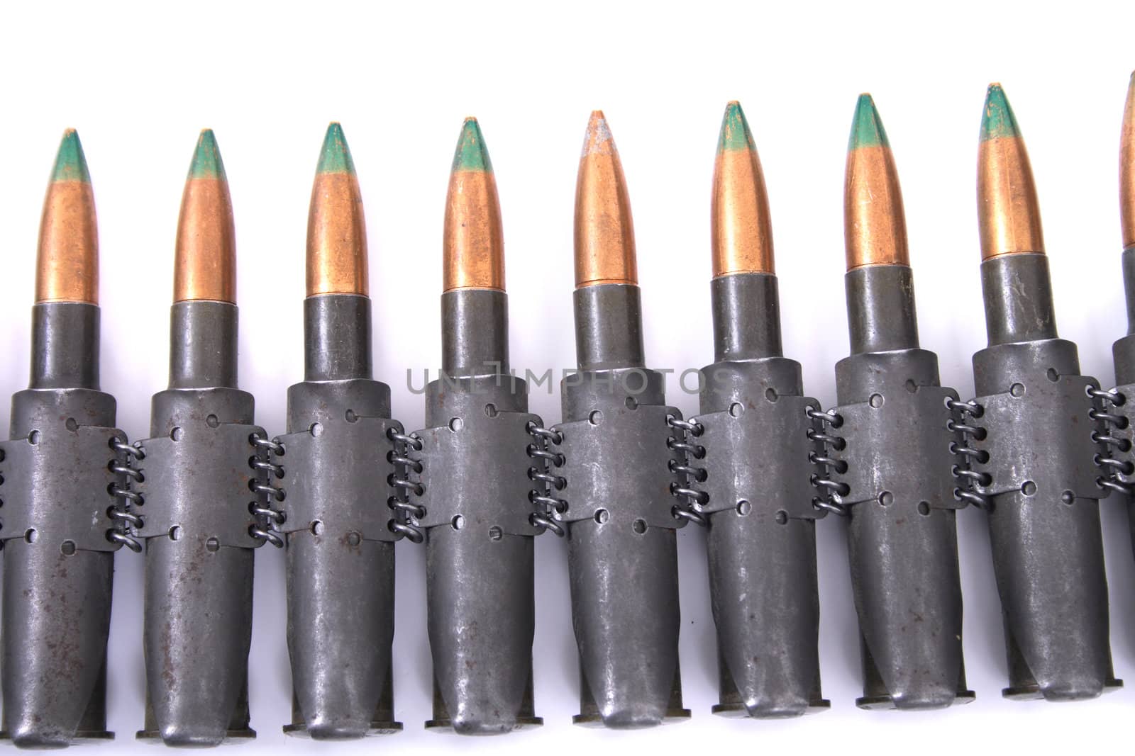 ammo from gun isolated on the white background