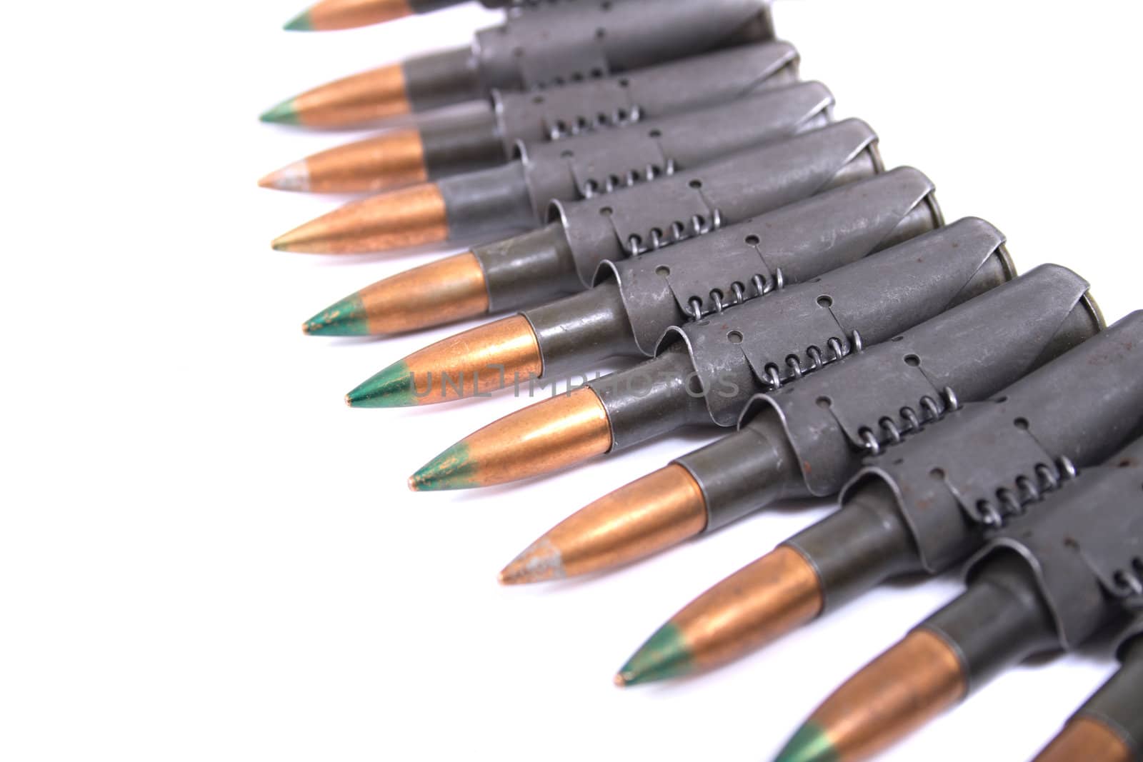 ammo from gun isolated on the white background