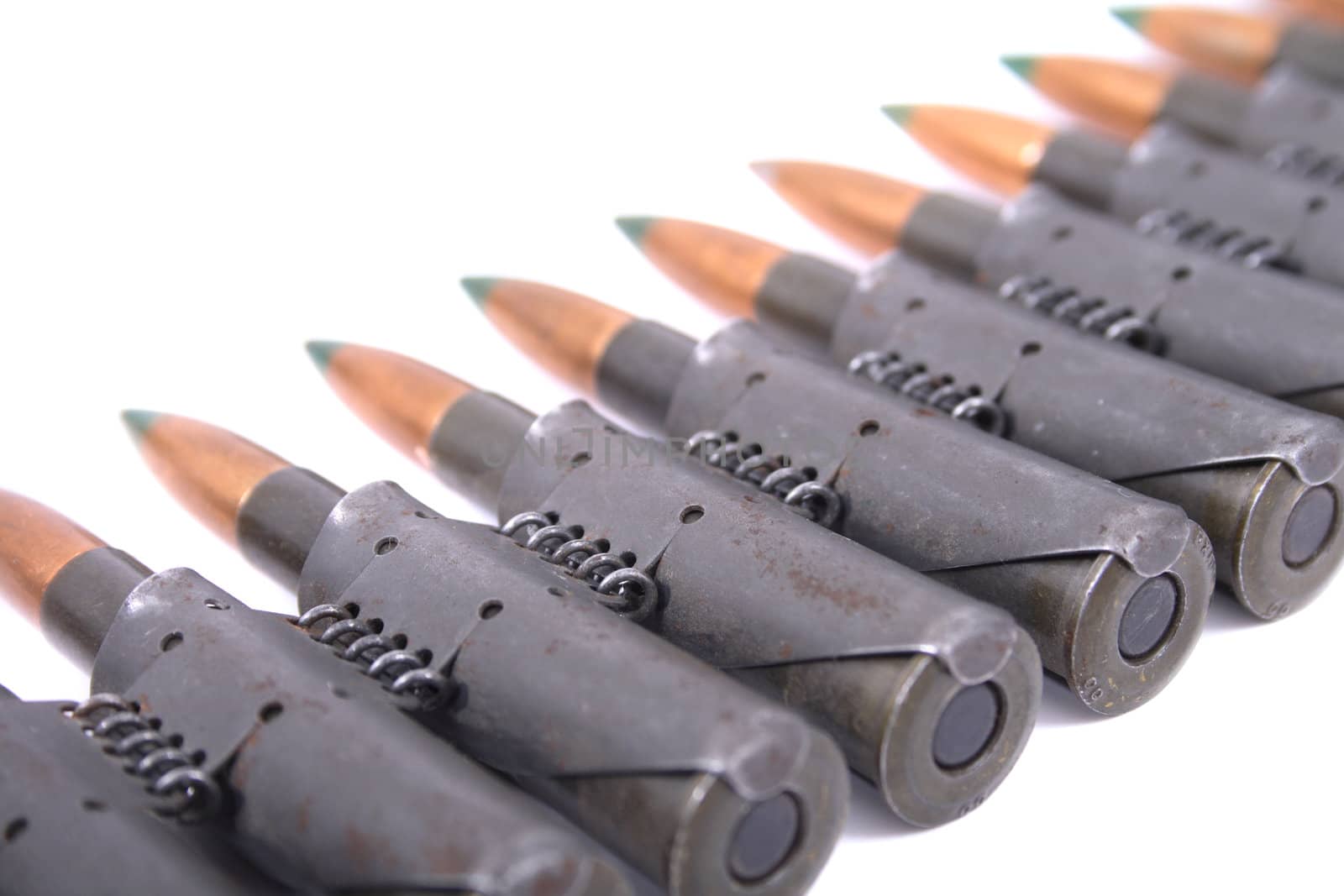 ammo from gun isolated on the white background
