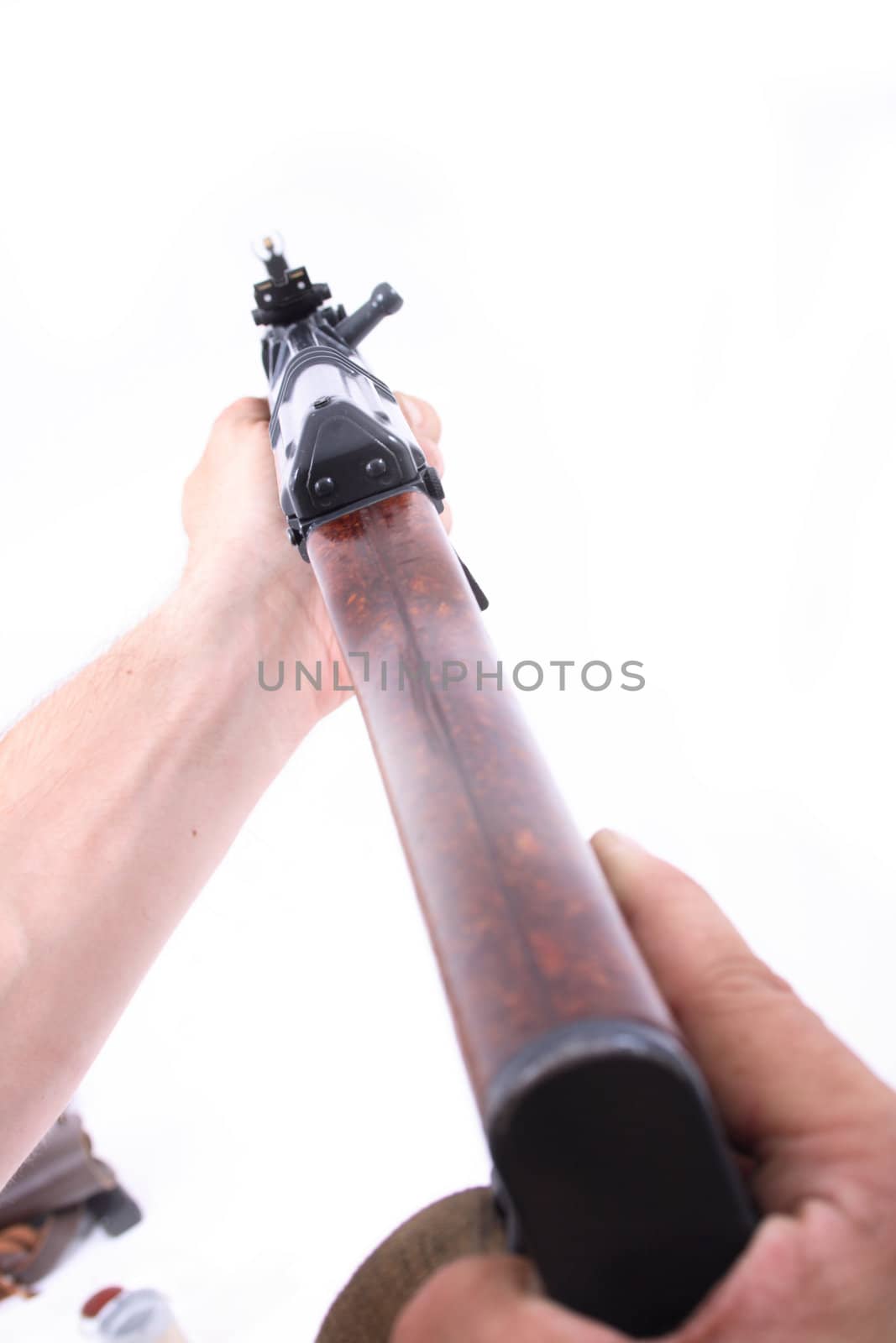 automatic gun isolated on the white background