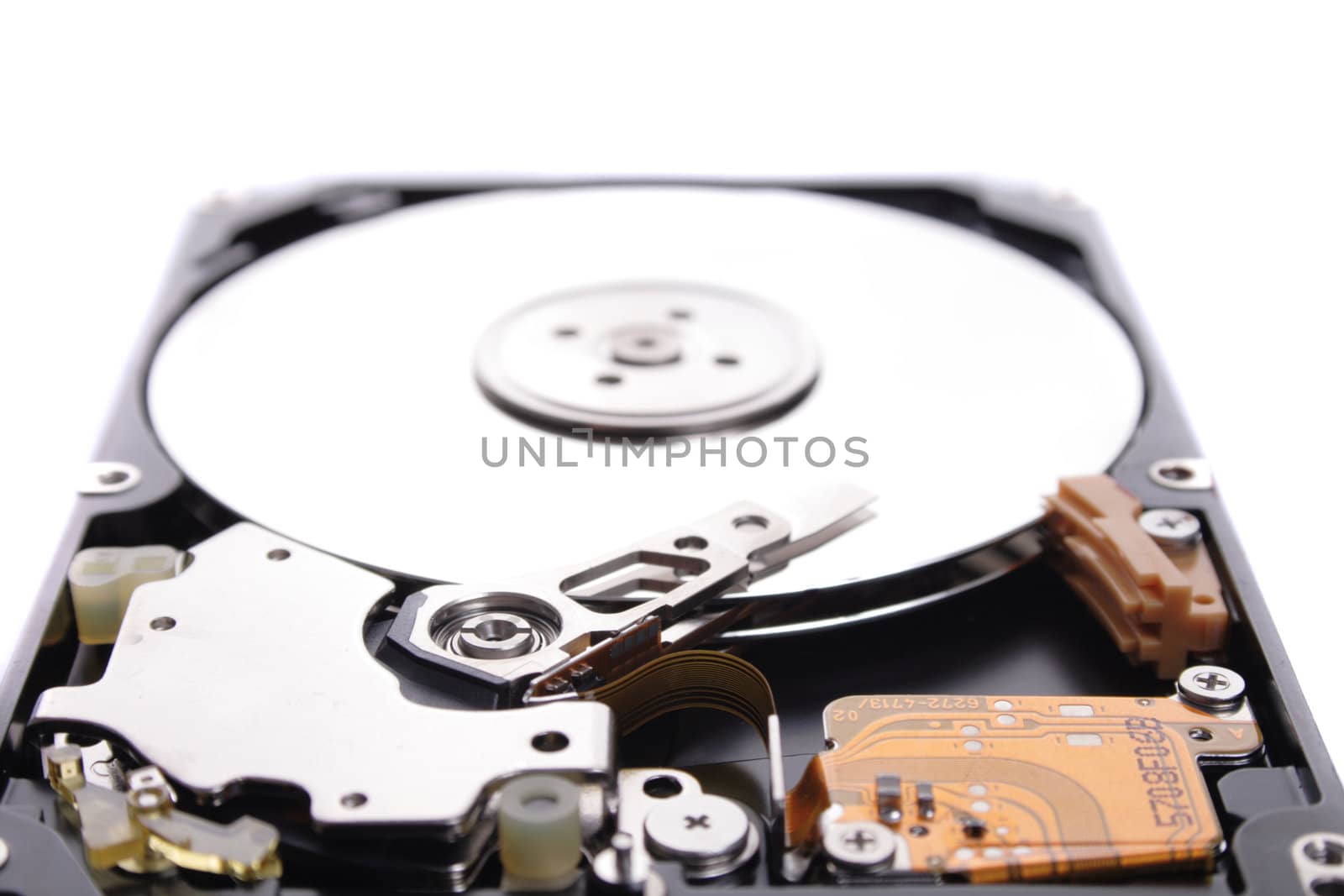detail of hard drive isolated on the white background 