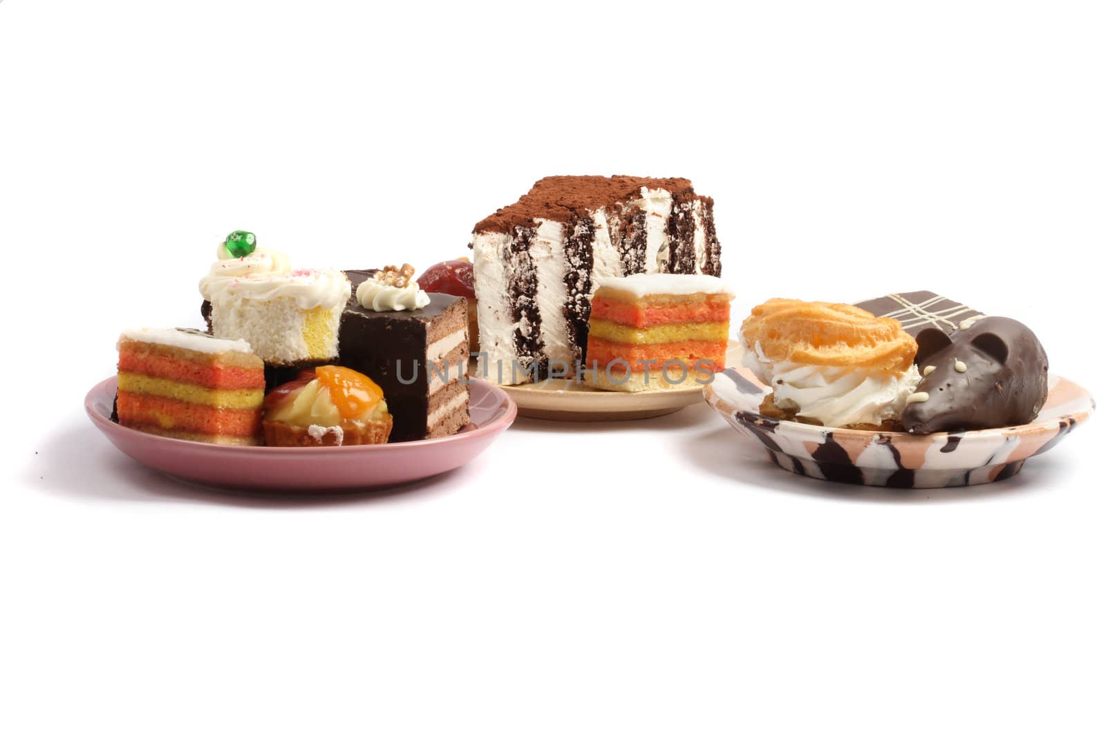 sweet czech desserts on the white background