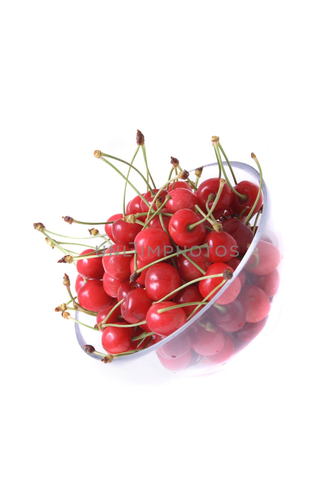 red cherries isolated on the white background