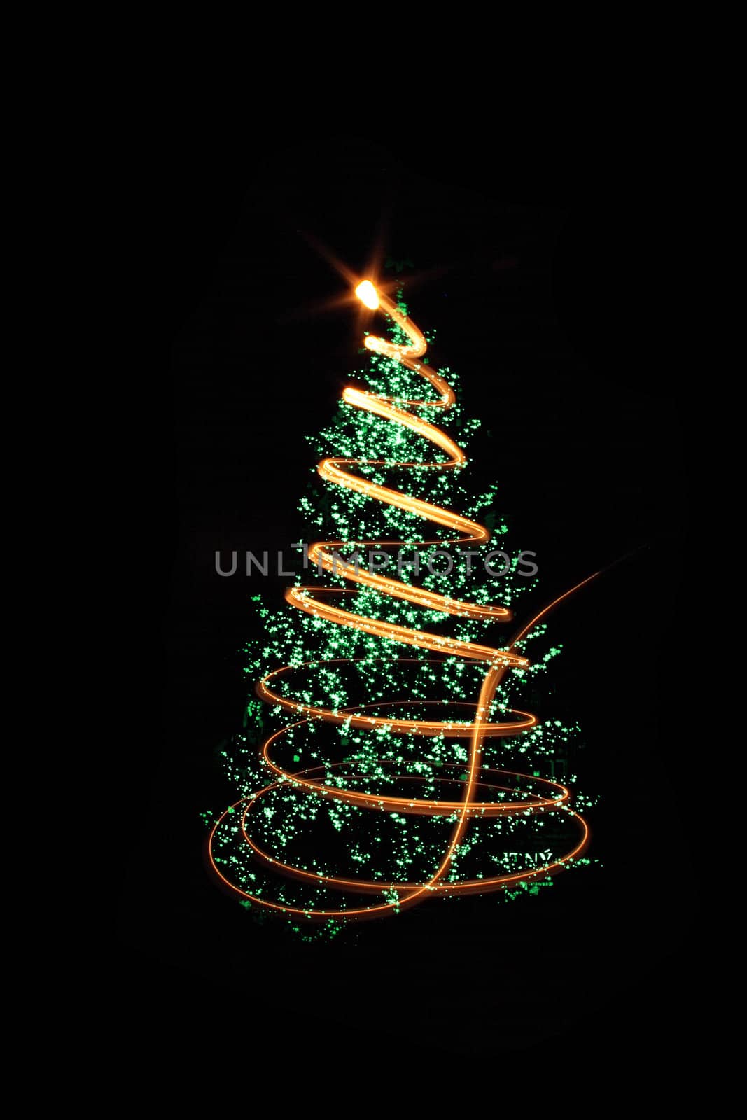 xmas tree (lights) on the black background