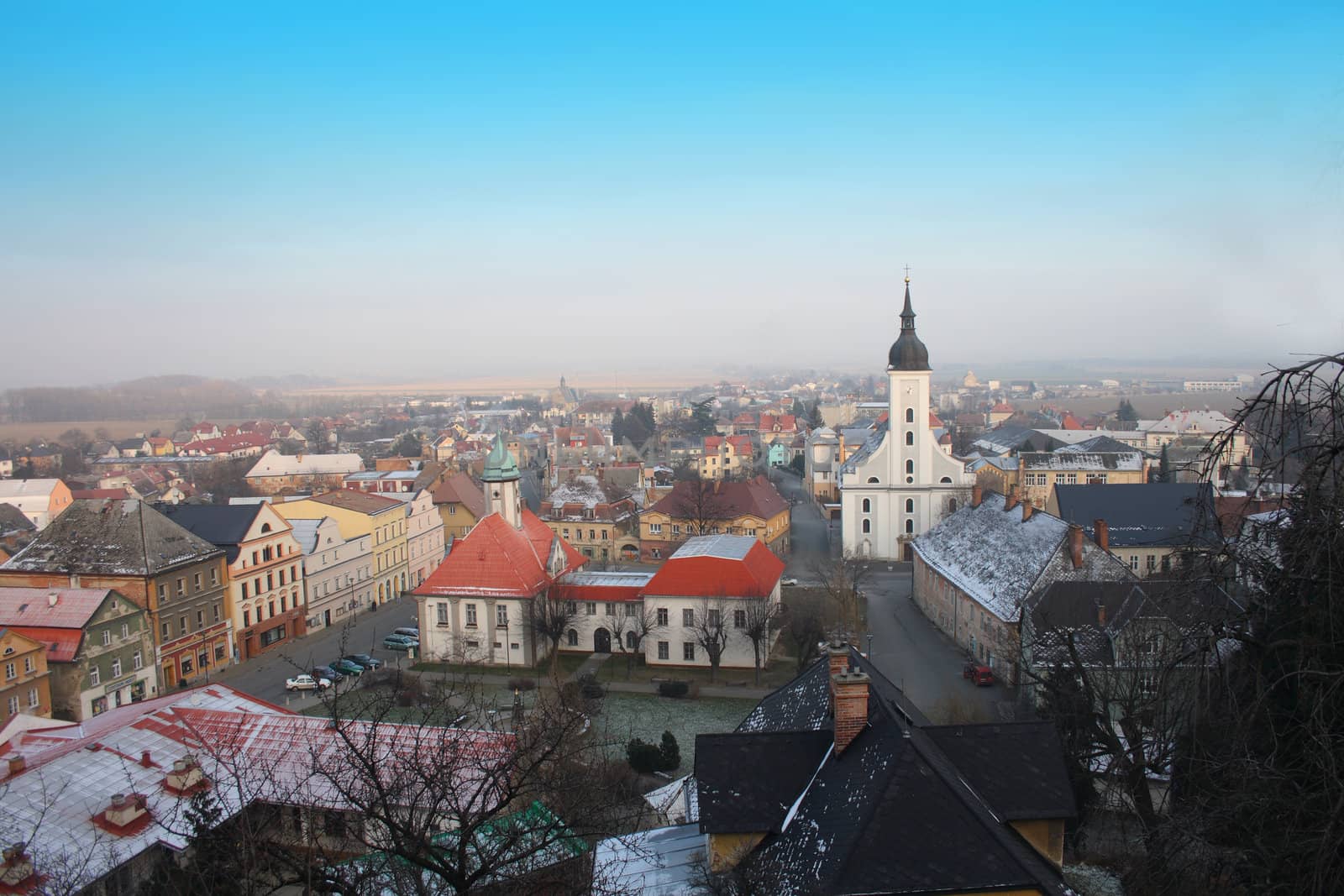 czech city named javornik with blue sky 