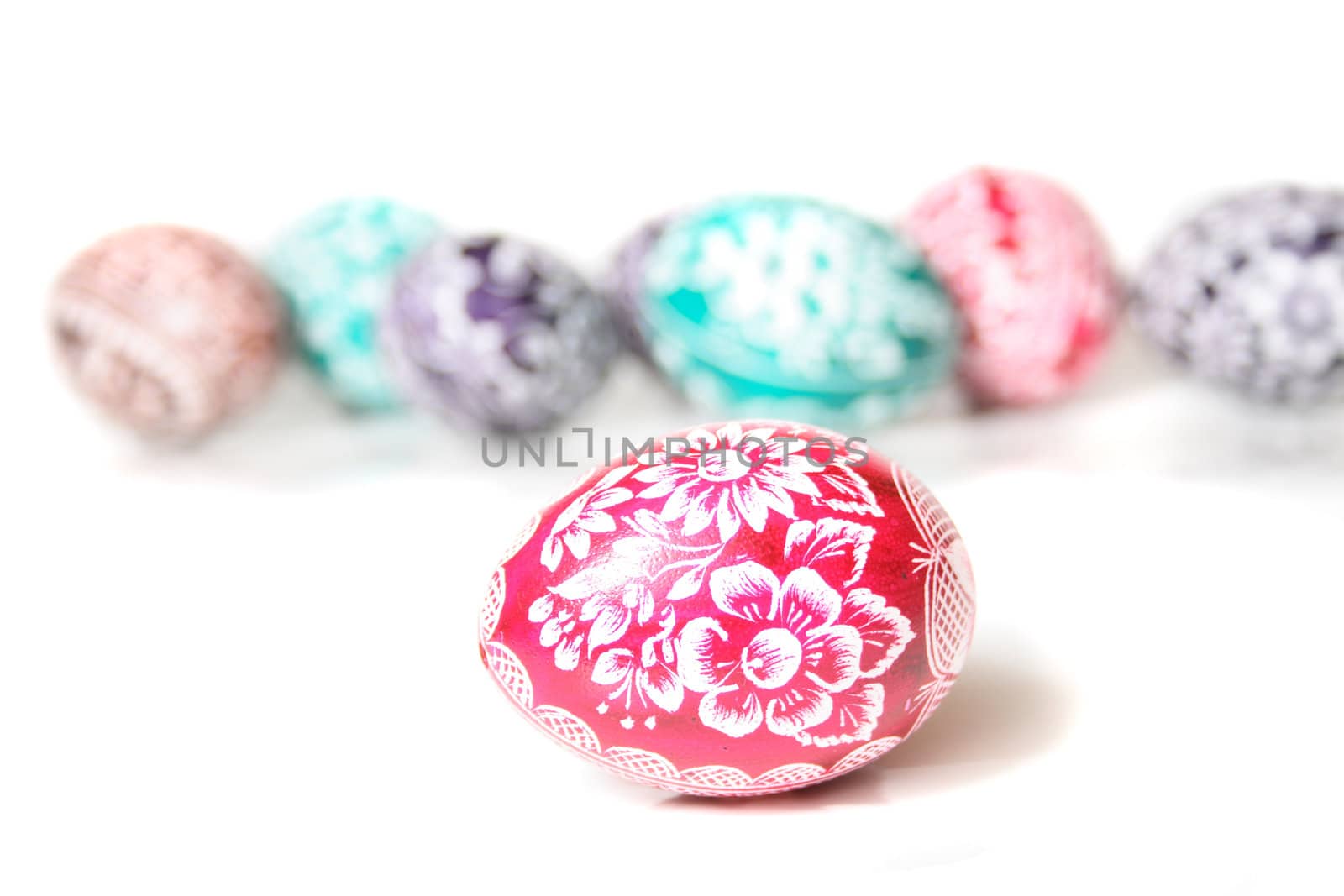 easter eggs from the czech republic on the white background