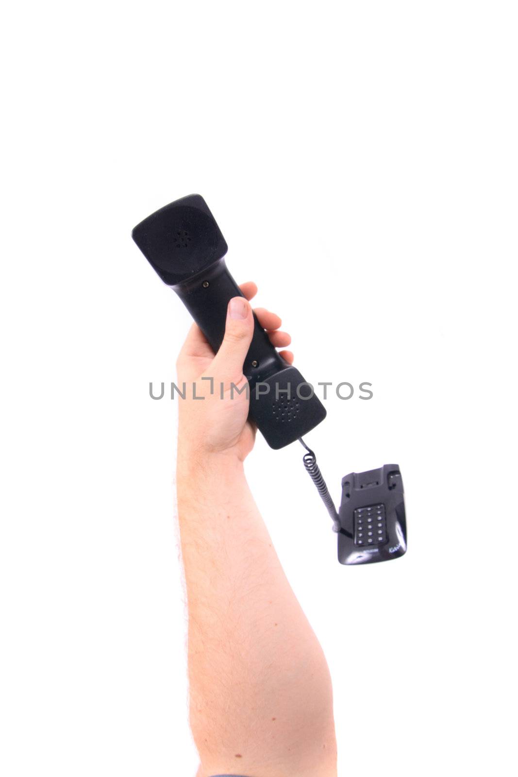 telephone in the hand isolated on the white background