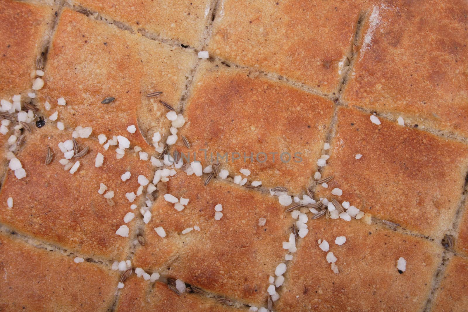 czech bread with salt as food background