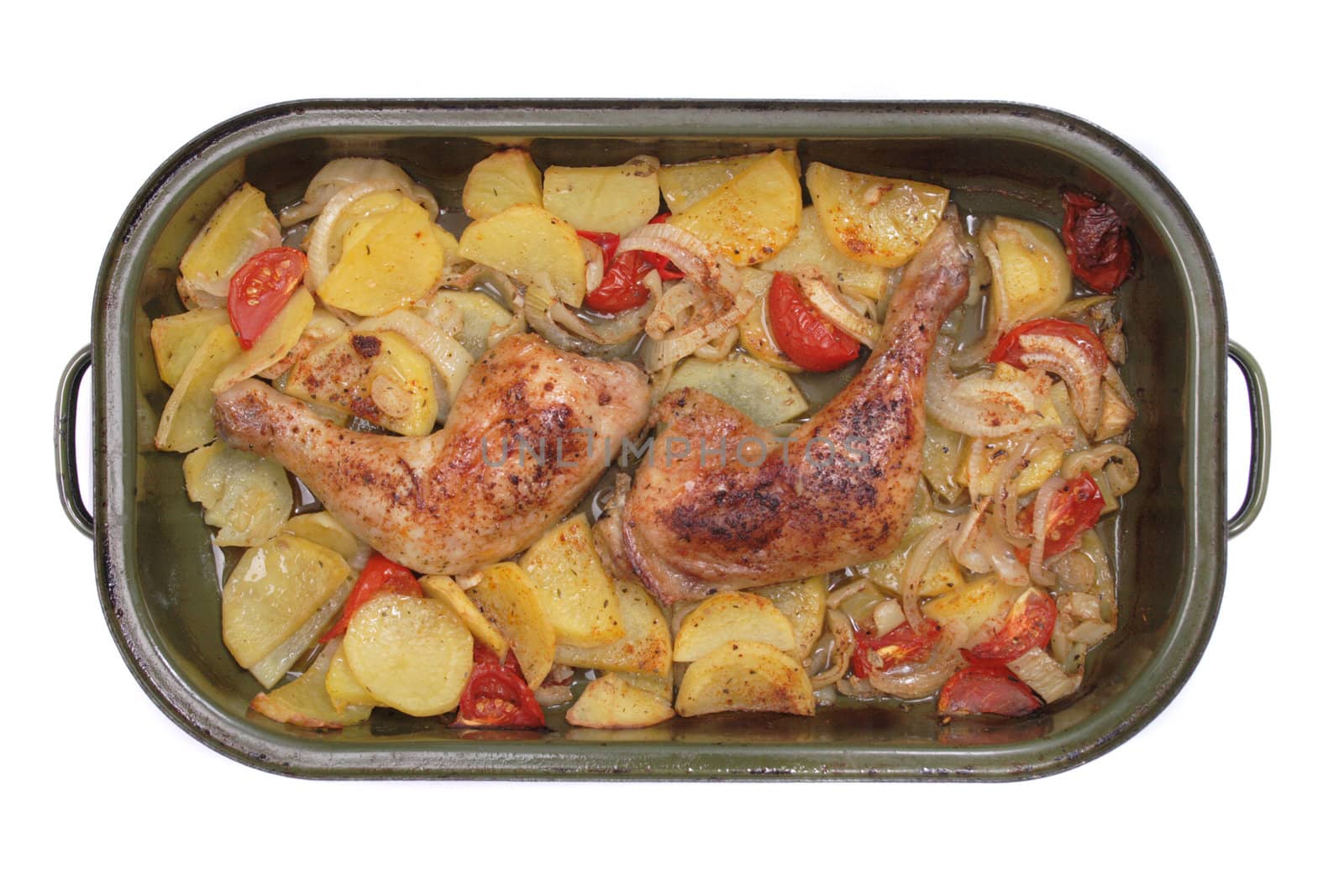 grilled chicken meat isolated on the white background