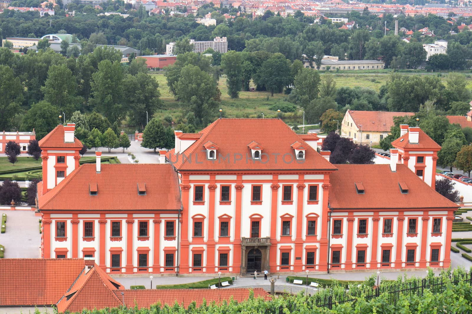 nice red troja castle in the prague 