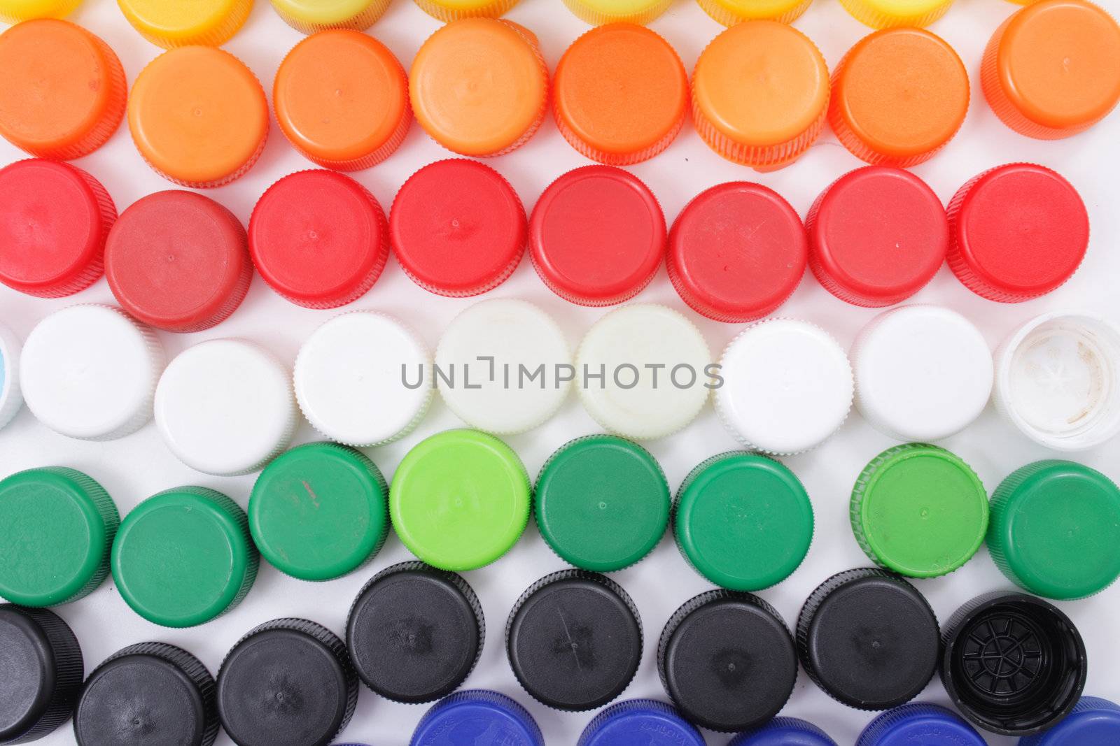 color plastic caps as nice recycle background
