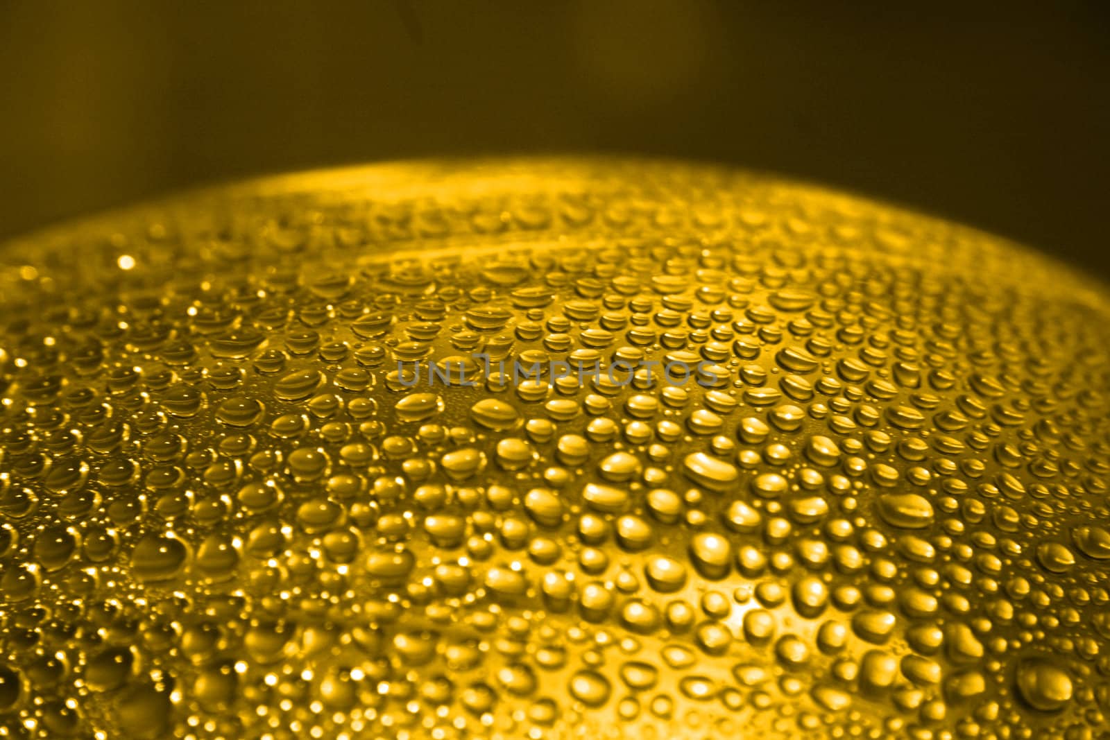 drops of the water on the glass of beer