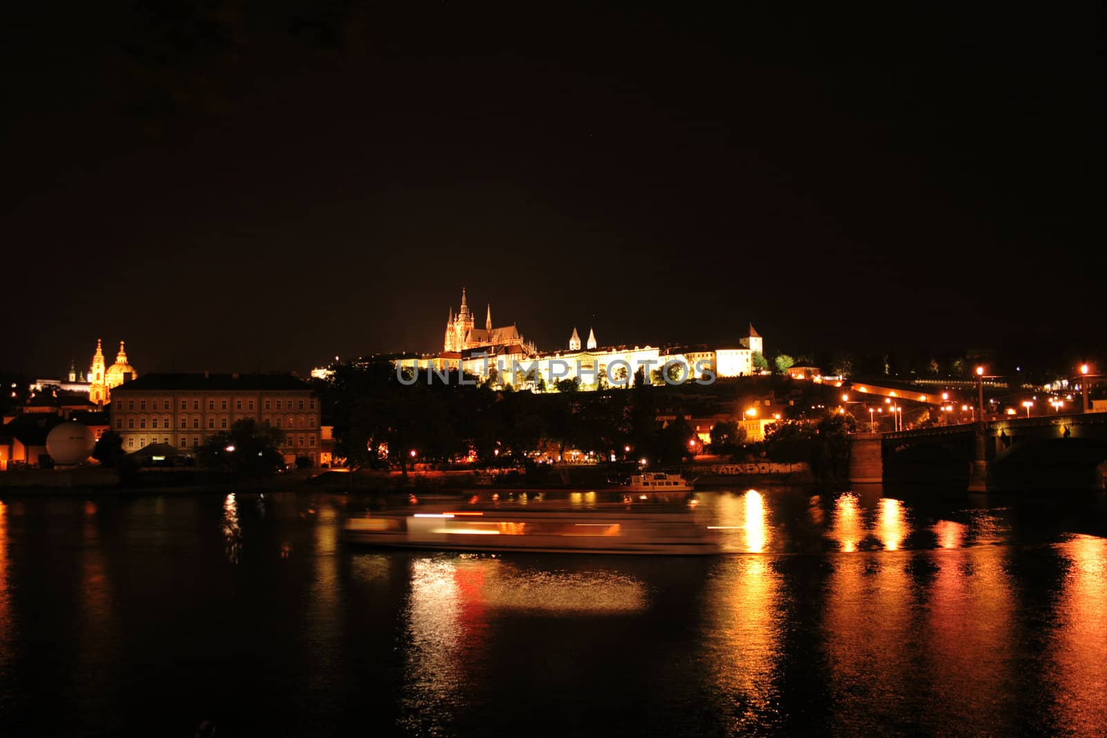old buildings in Prague in the night - castle