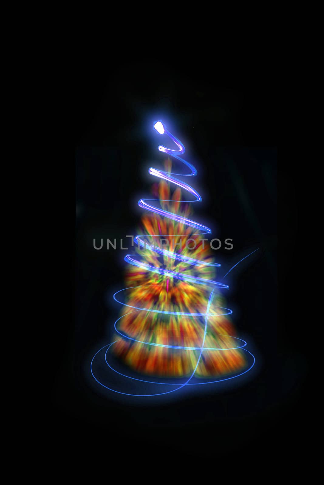 xmas tree (lights) on the black background