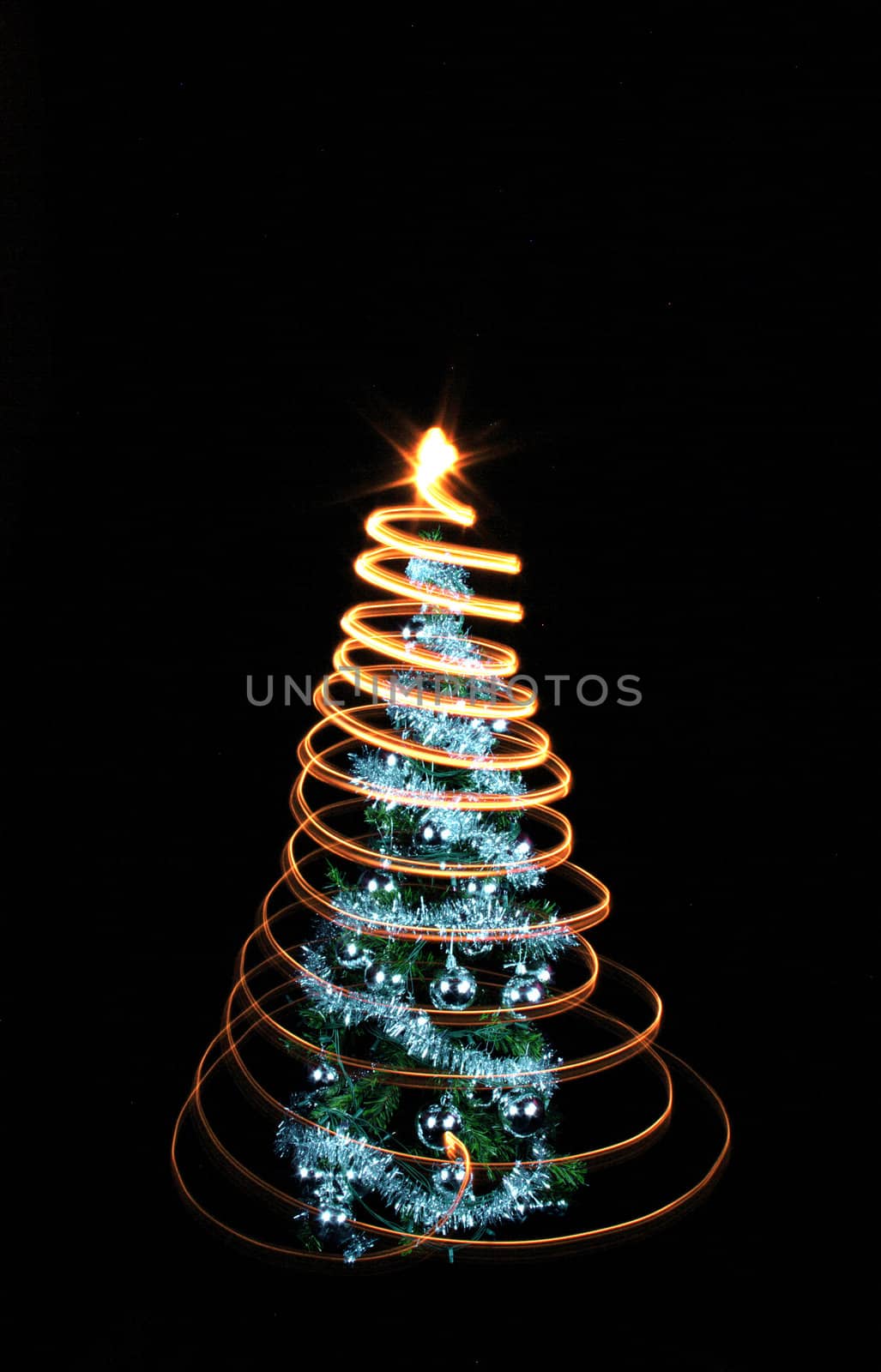 christmas tree isolated on the black background