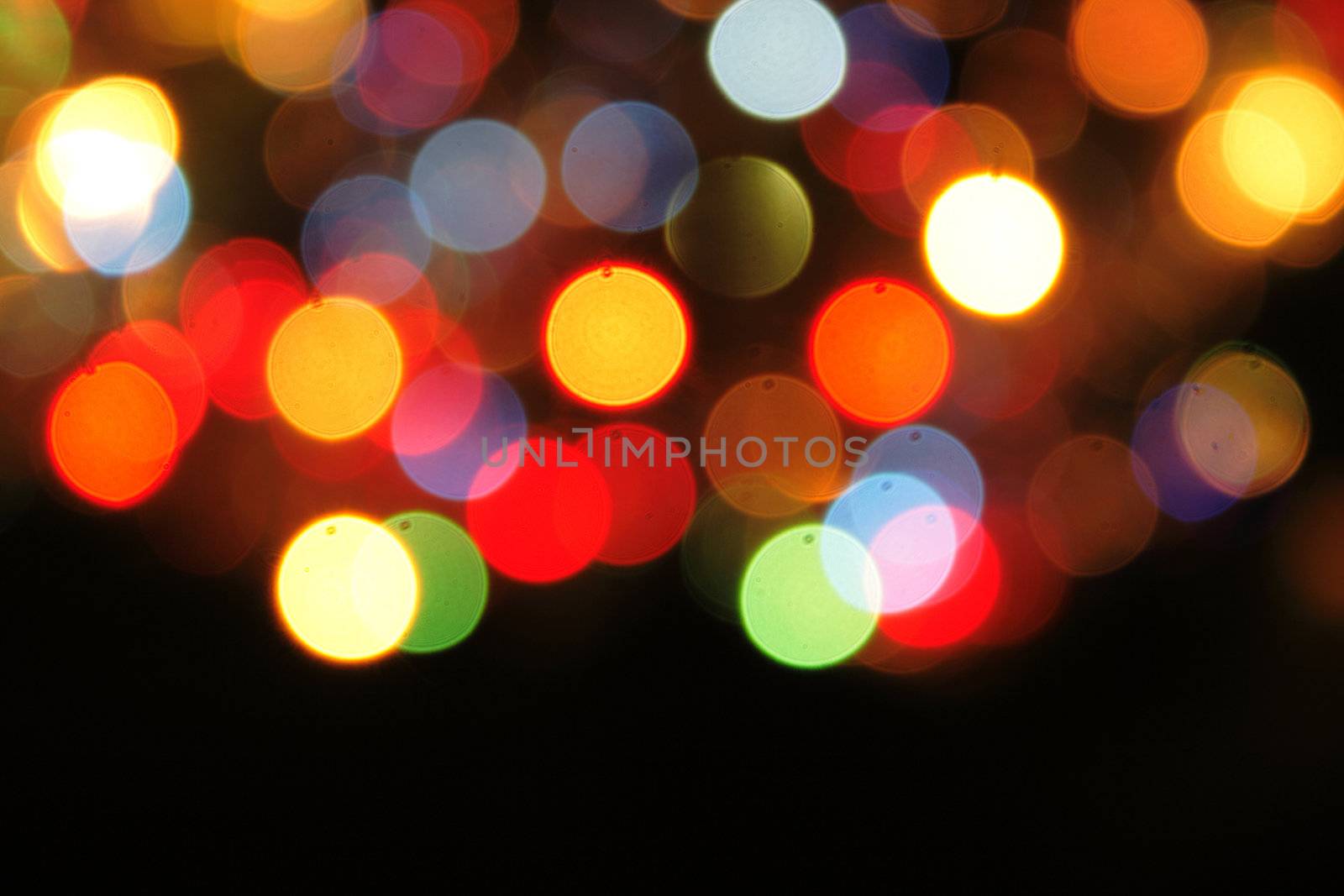christmas background with color lights of xmas tree