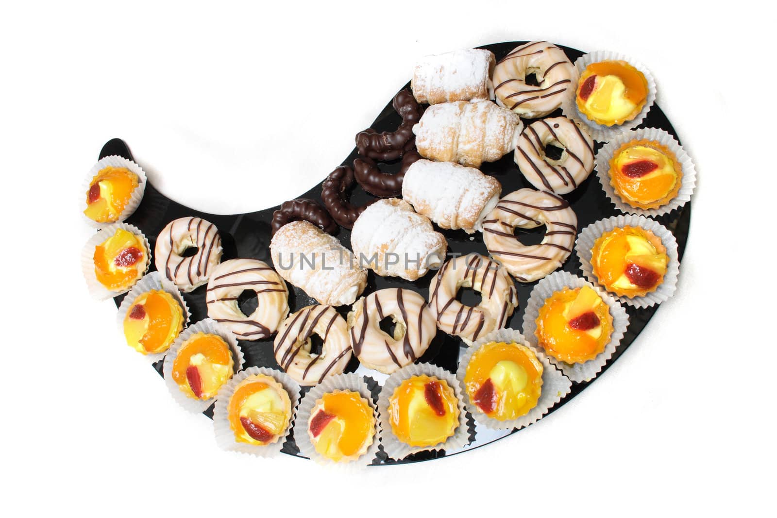 fresh sweet desserts on the white background 