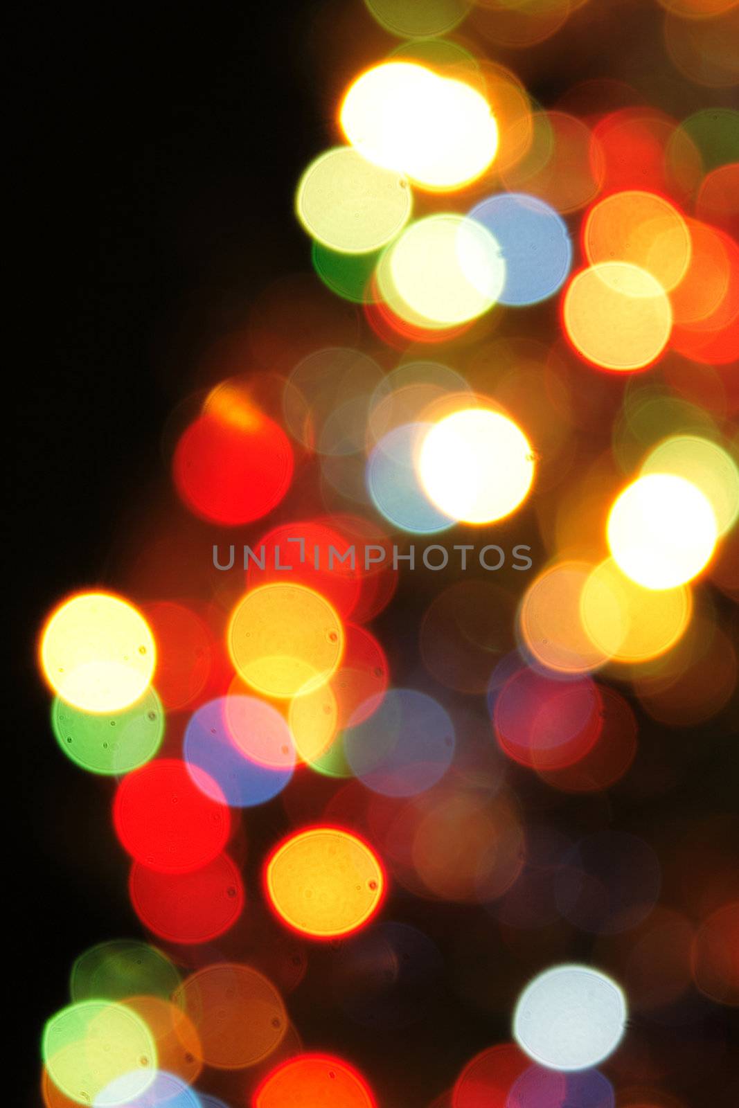 christmas background with color lights of xmas tree