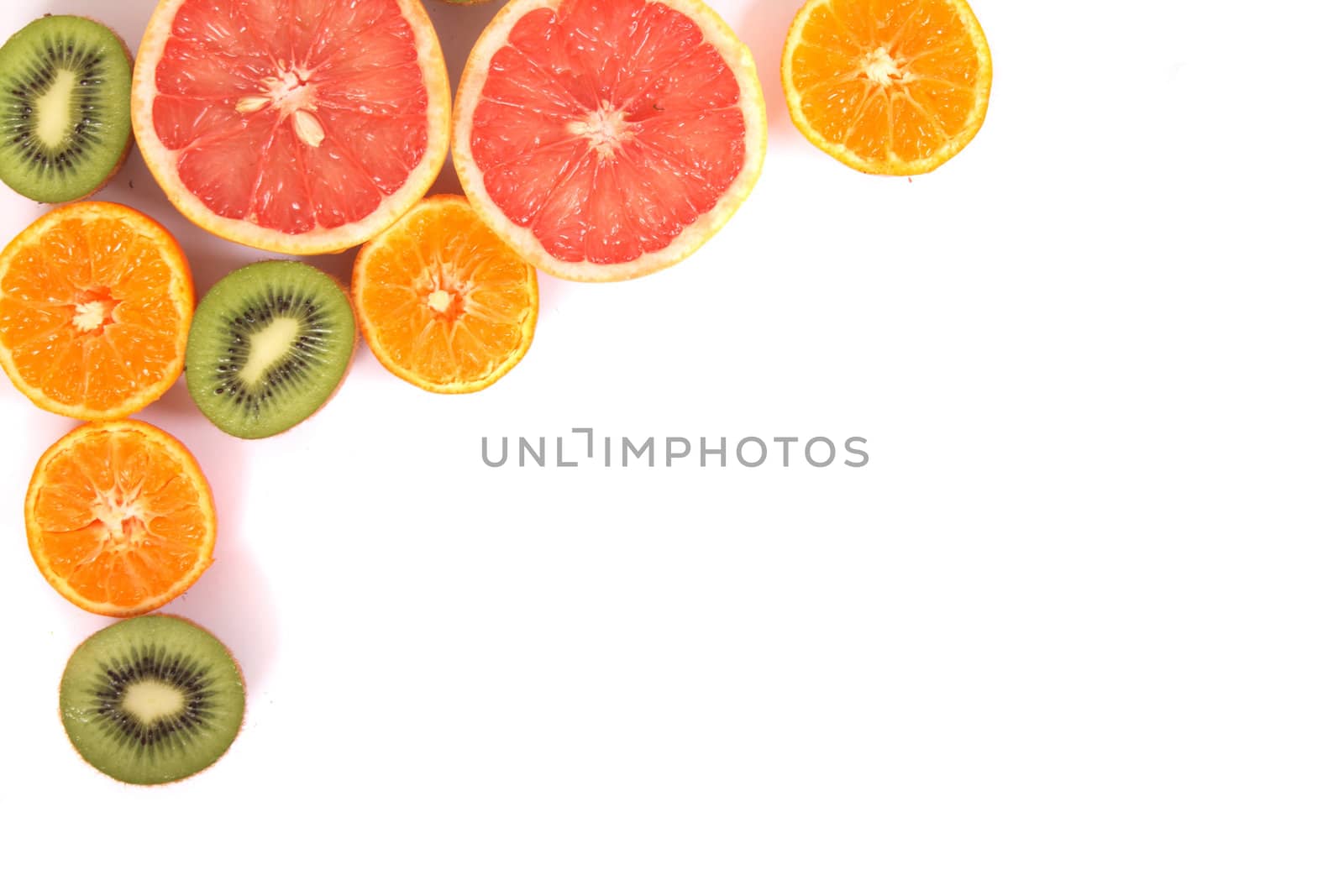 fruit background from the lemon orange and kiwi 