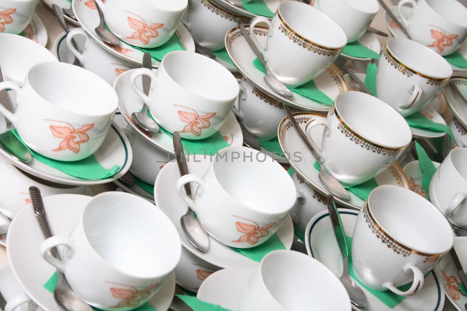 white empty cups on the big party 