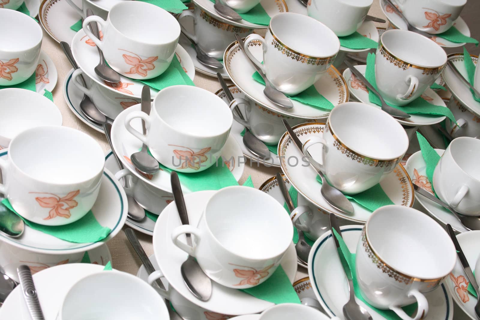 white empty cups on the big party 