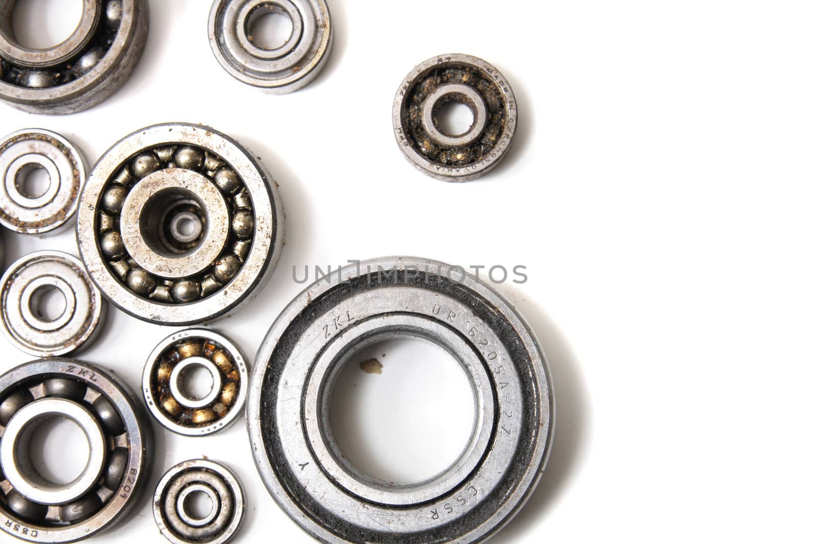 steel bearing background on the white background 