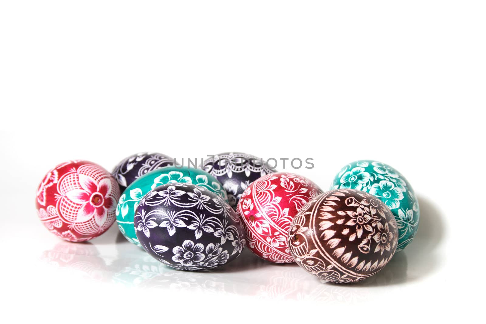 color easter eggs on the white background 