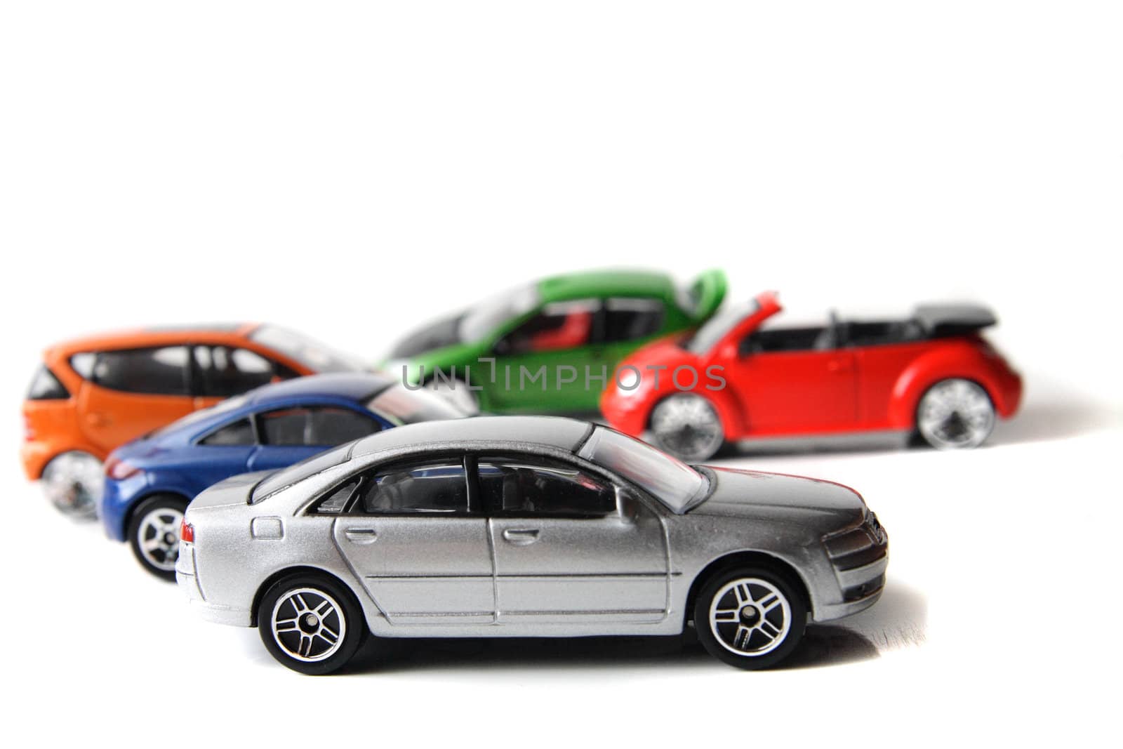 color car toys on the white background