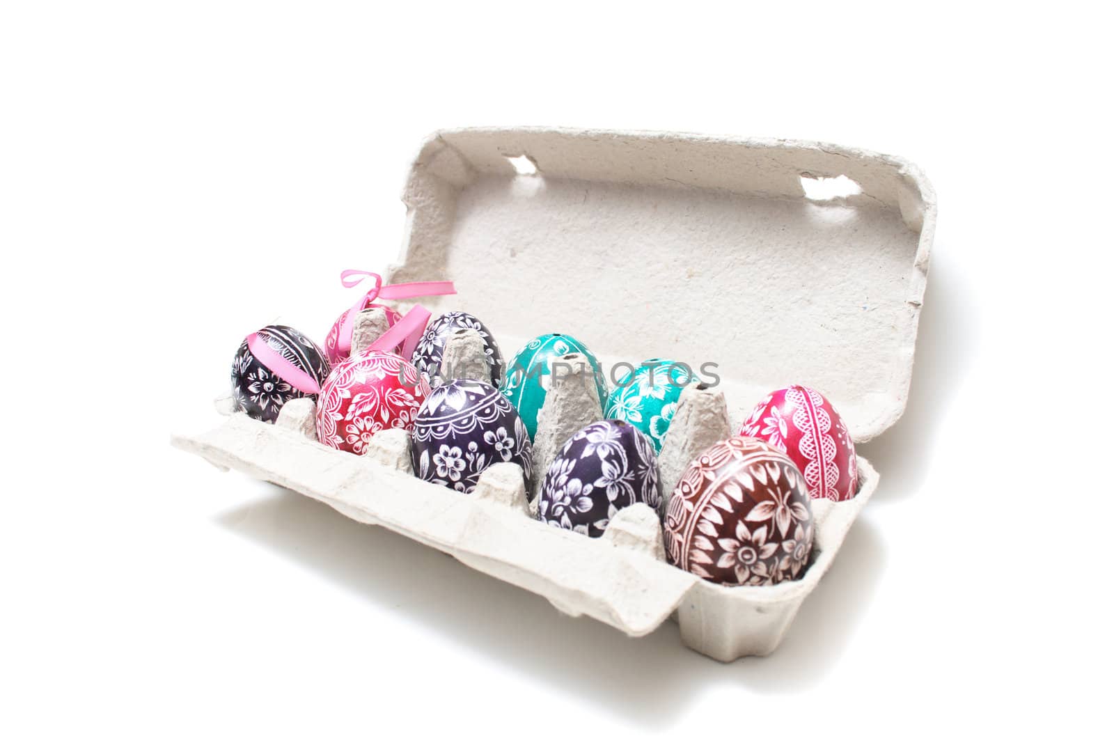 color easter eggs on the white background 