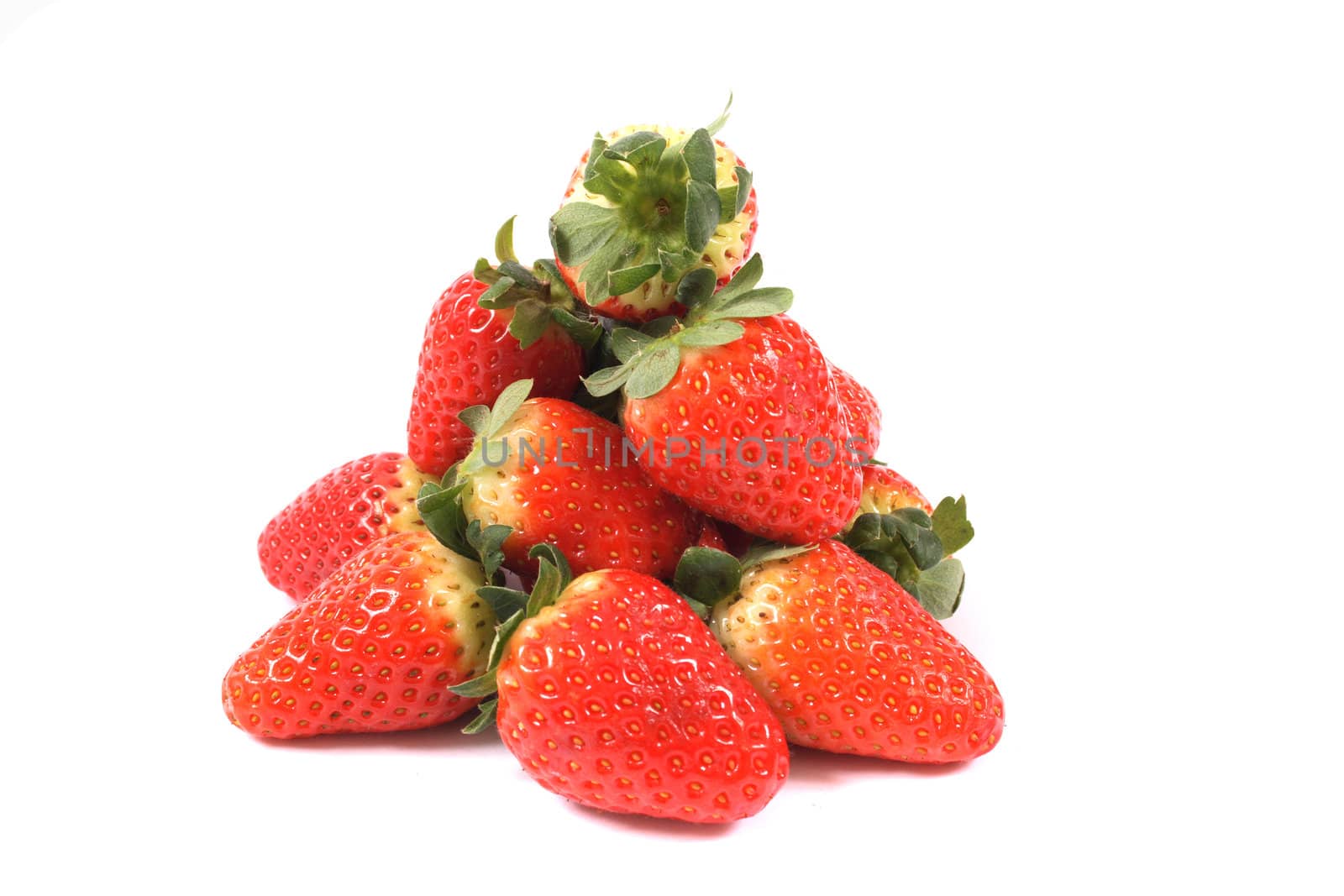 red strawberries isolated on the white background