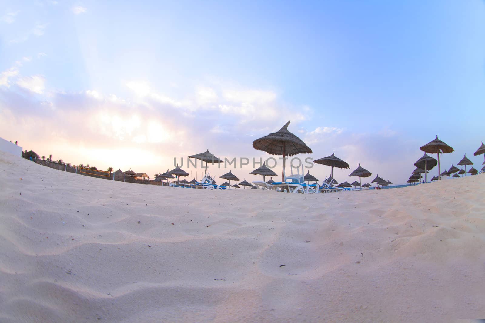 beach in tunisia in the early  morning (djerba)
