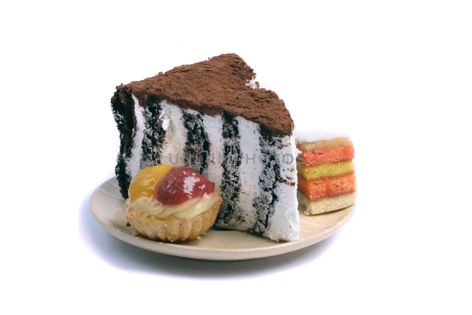 nice sweet desserts on the white background