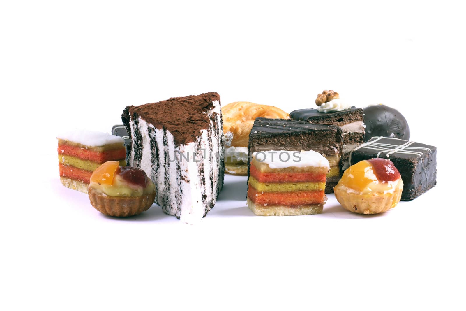 nice sweet desserts on the white background