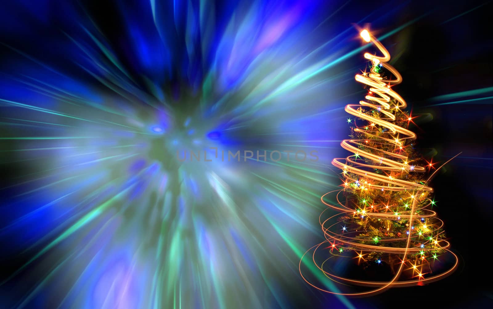xmas tree (lights) on the color background