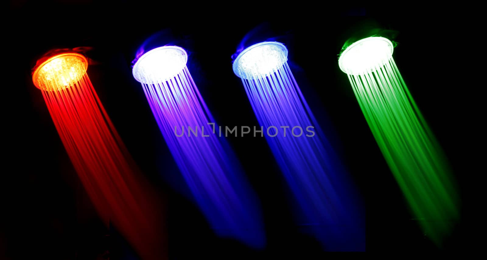 color water from the shower in the night 