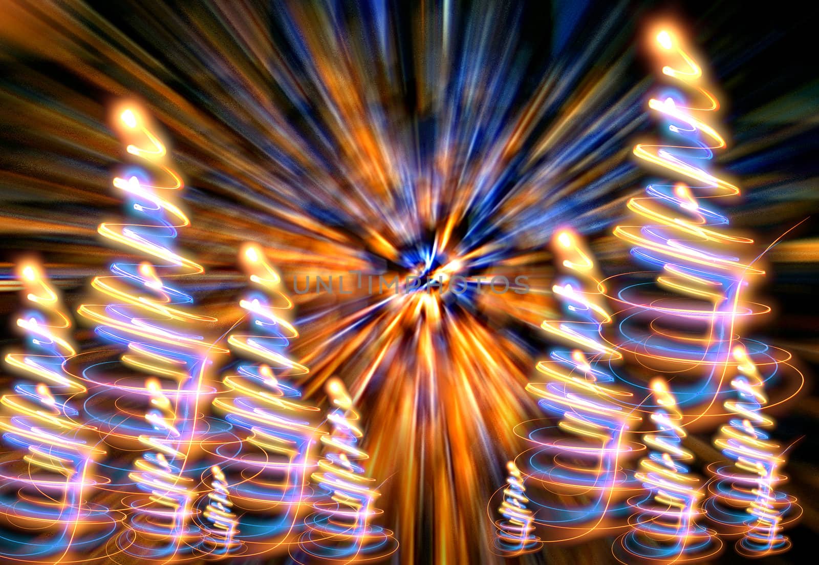 xmas forest (lights) on the black background